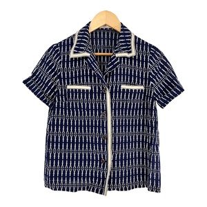 Vintage Short Sleeve Button Front Top